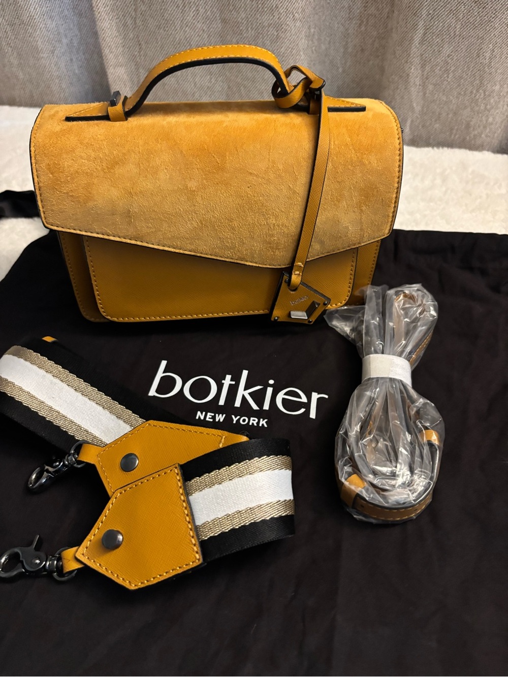 Botkier Mustard Suede & Leather Top-Handle Satchel